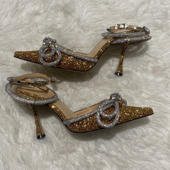 New Mach & Mach Double Bow Crystal embellished‎ glitter pump size 38.5EU - Picture 5 of 15